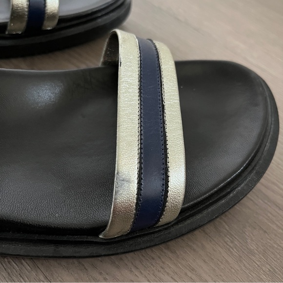 Marni | Summer Camp Fussbett Sandals | Silver/Blue Metallic Leather | Size 7.5 - Picture 8 of 13